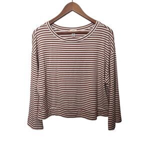 Anthropologie Eberjey Stripe Lounge Top Women’s Sz Small White Brown